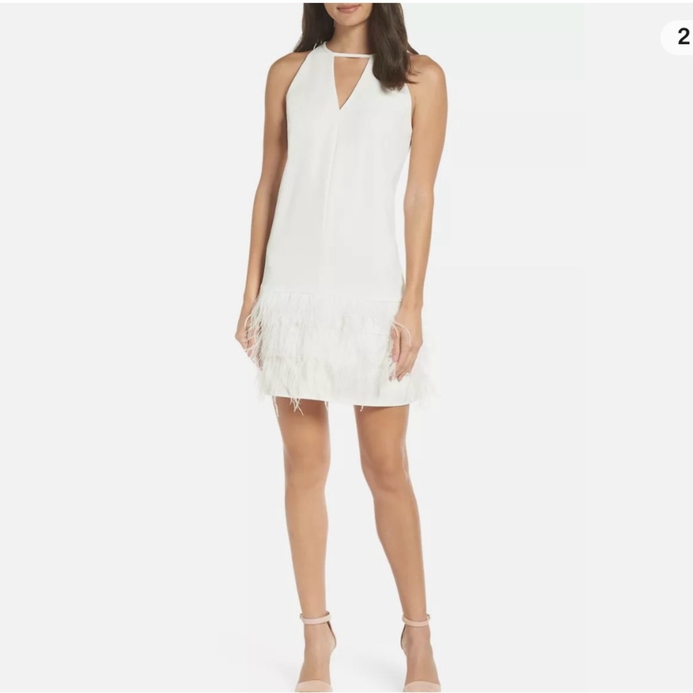 Sam Eldelman Ivory Feather Shift Dress size 4